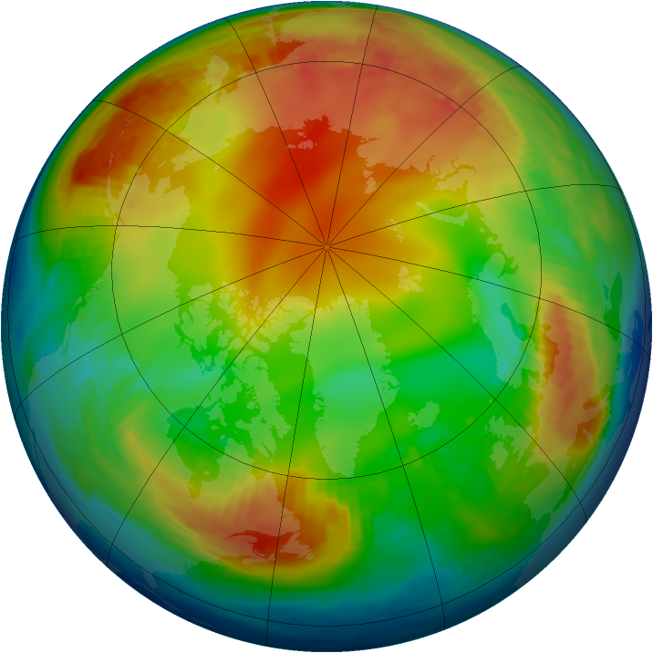 Arctic ozone map for 09 January 1985